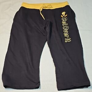 Vintage Looney Tunes Tweety "Get Over It" Cropped Sweatpants Yellow Waist XL